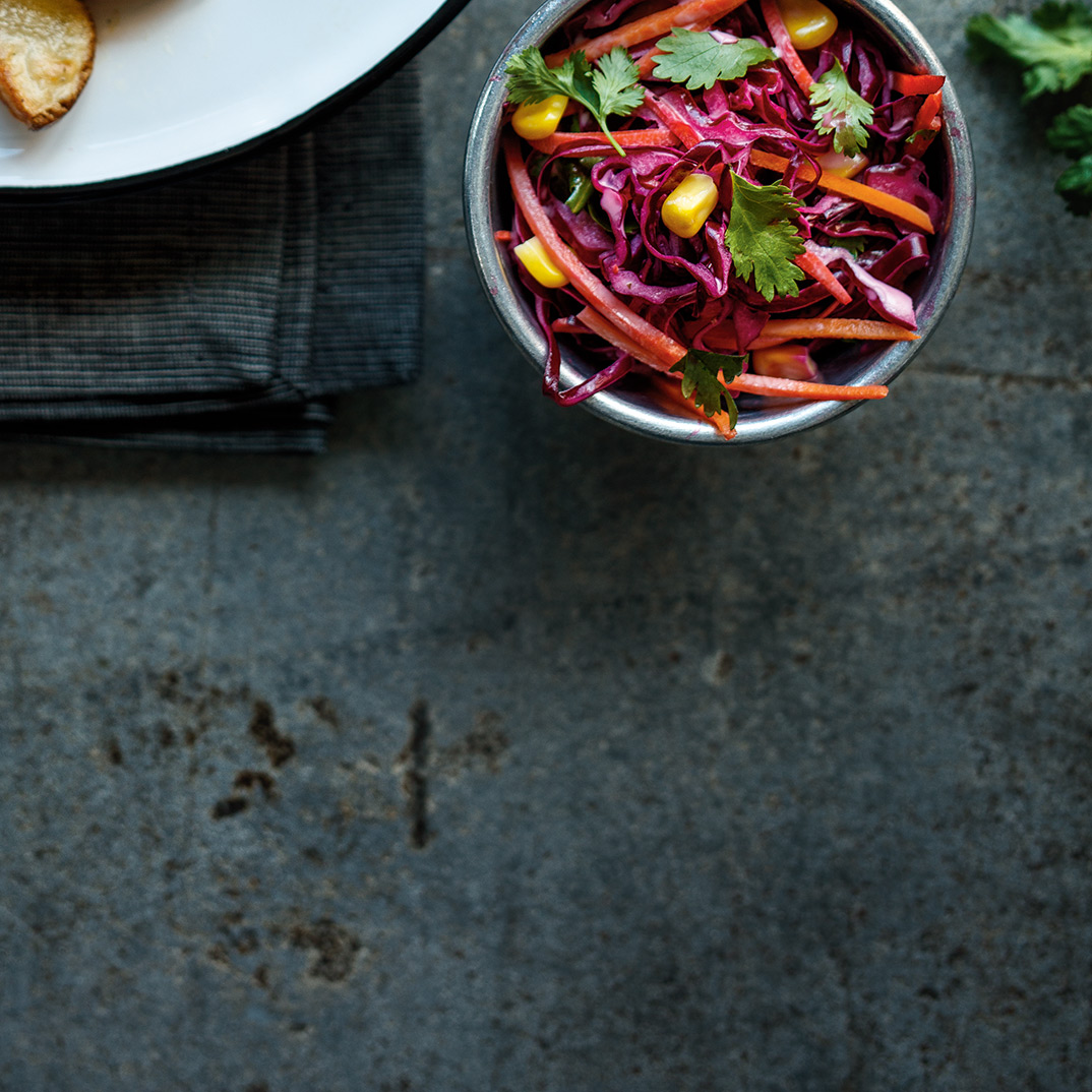 Red Cabbage and Corn Slaw