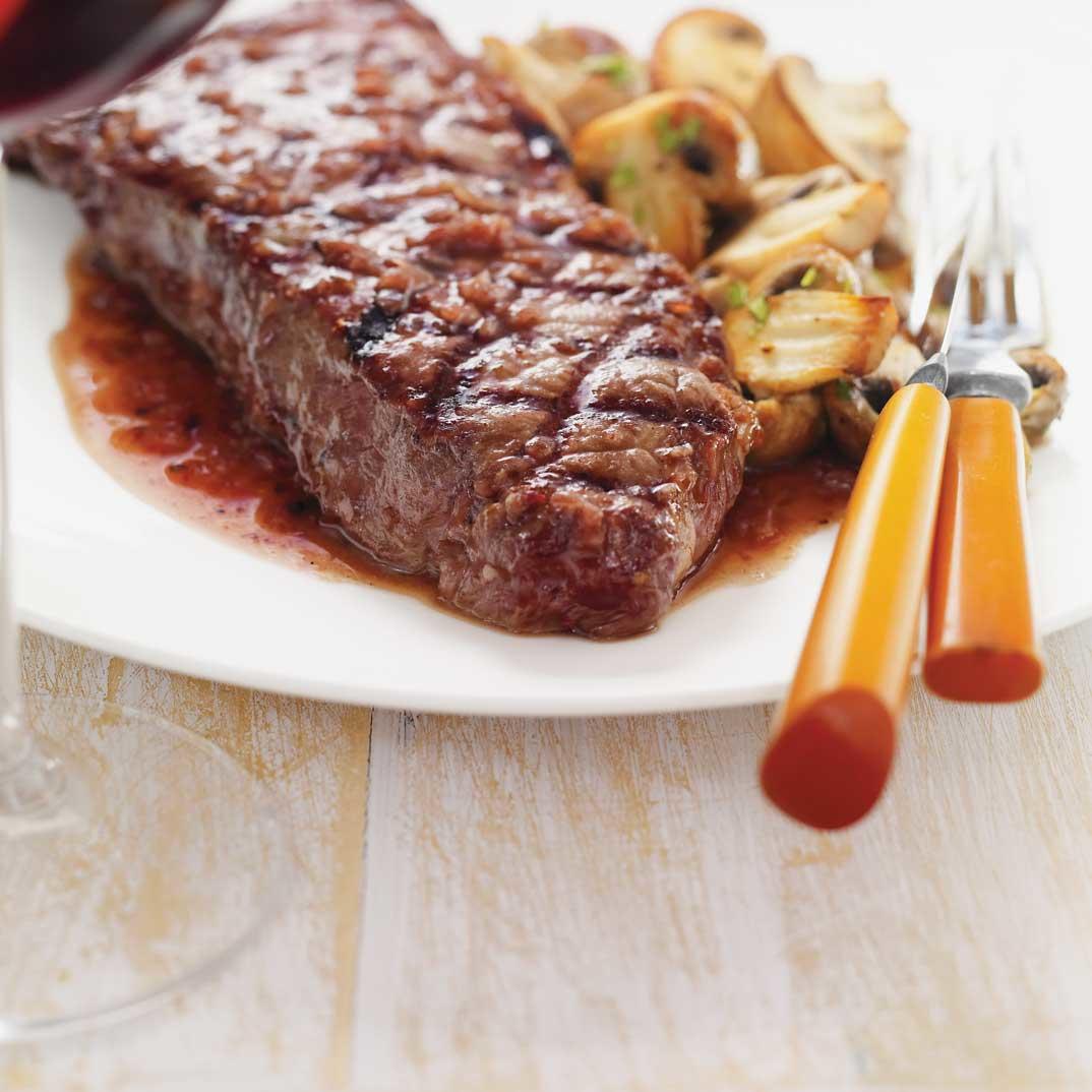 Rib Eye Steaks with Red Wine Sauce
