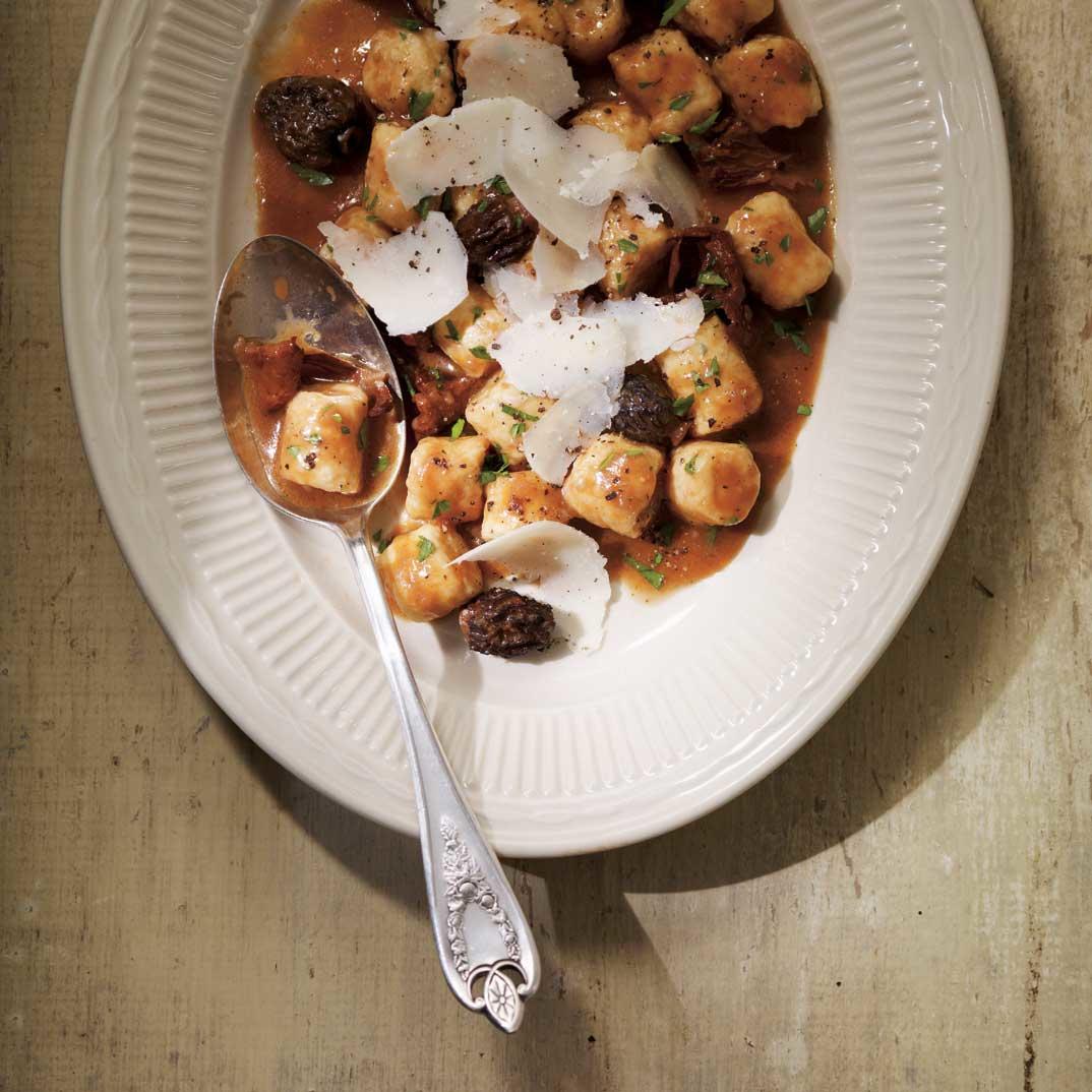 Ricotta Gnocchi with a Red Wine and Mushroom Sauce