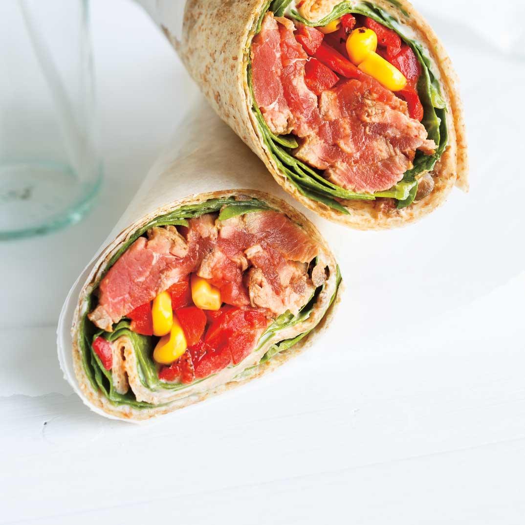 Roasted Bell Pepper and Beef Wrap
