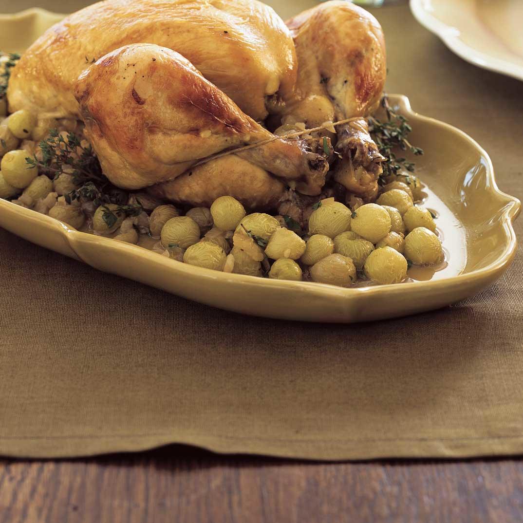 Roasted Chicken with Green Grapes 