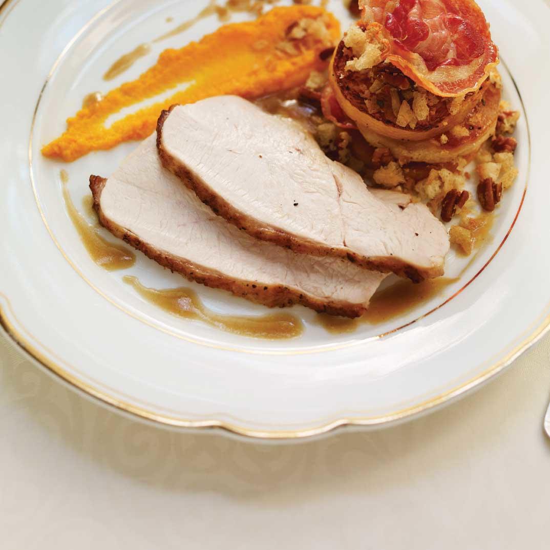 Roasted Turkey Breast with Apples, Pumpkin and Marsala Sauce