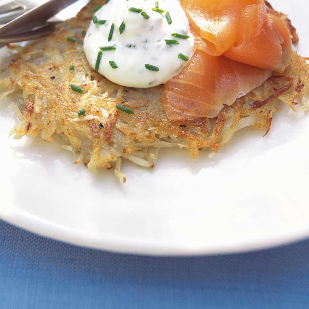 Rosti with Smoked Trout and Lime Sour Cream 