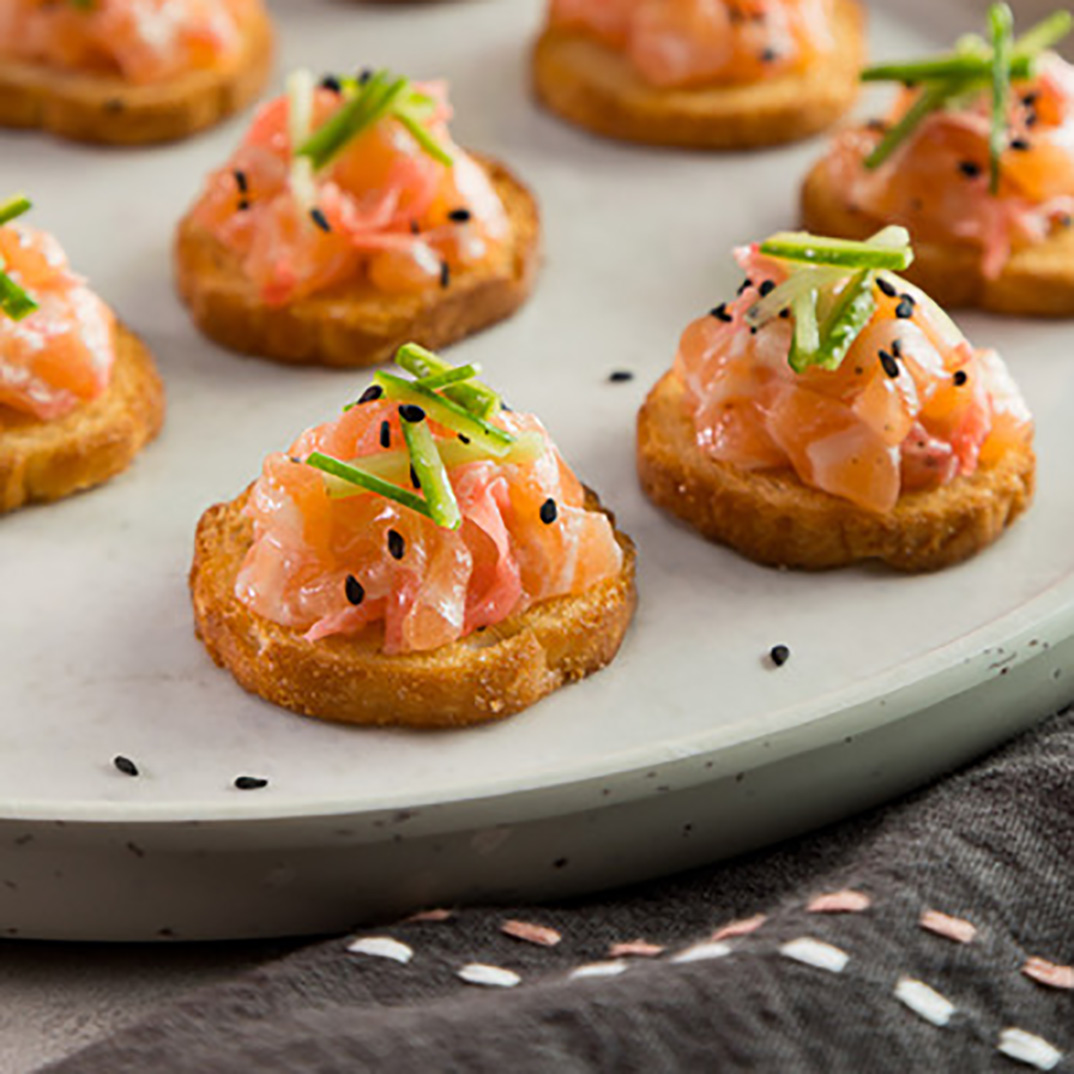 Salmon Tartare and Pickled Ginger Canapés