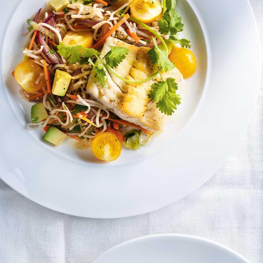Seared Fish with Vegetable Vermicelli