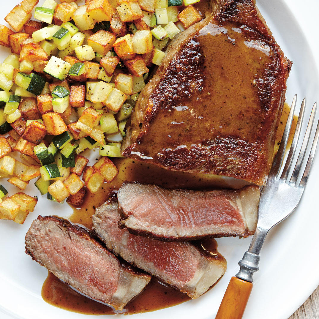 Seared Steak with Potato and Zucchini Hash Brown