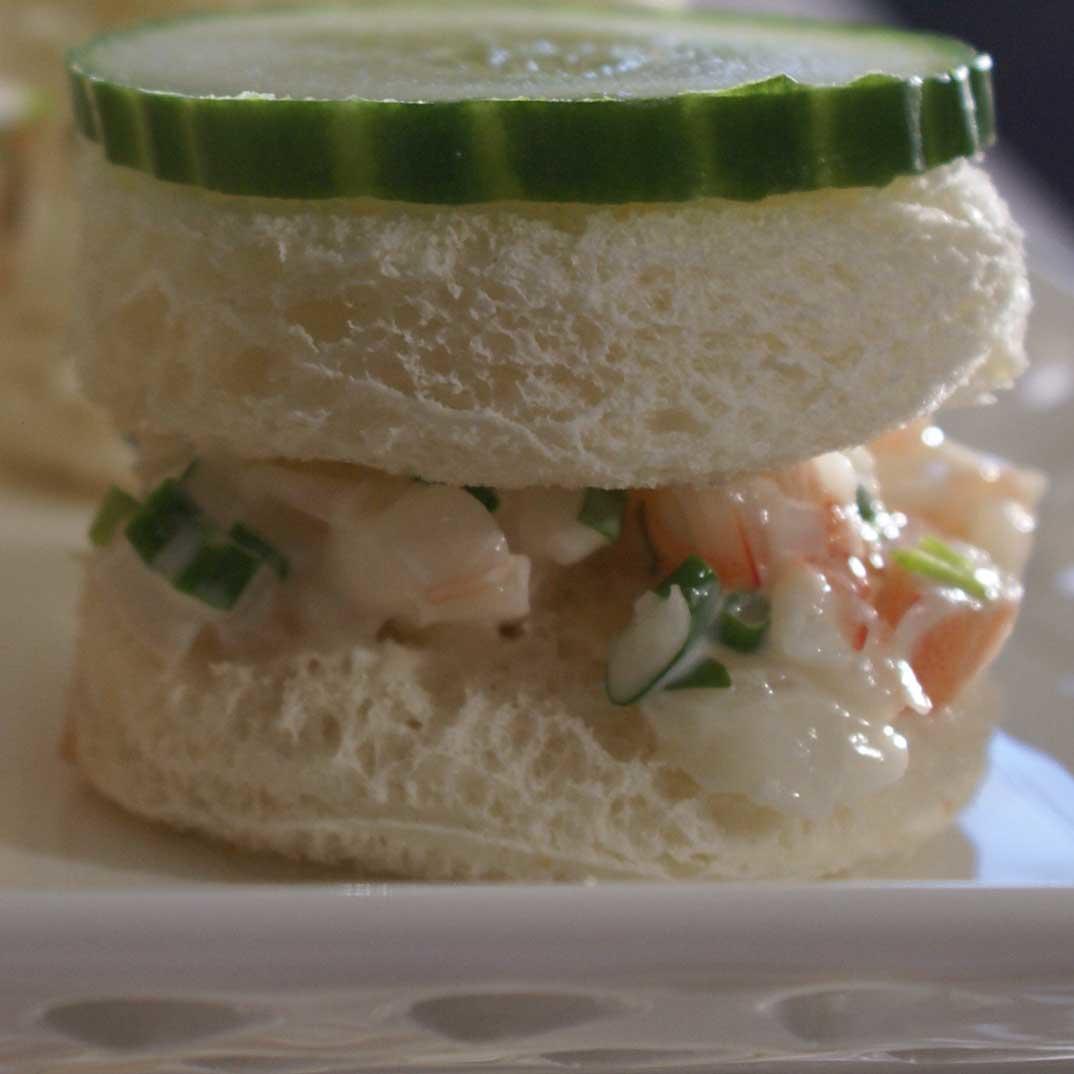Shrimp and cucumber sandwiches