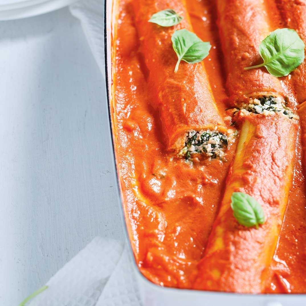 Spinach and Ricotta Cannelloni with Rosé Sauce