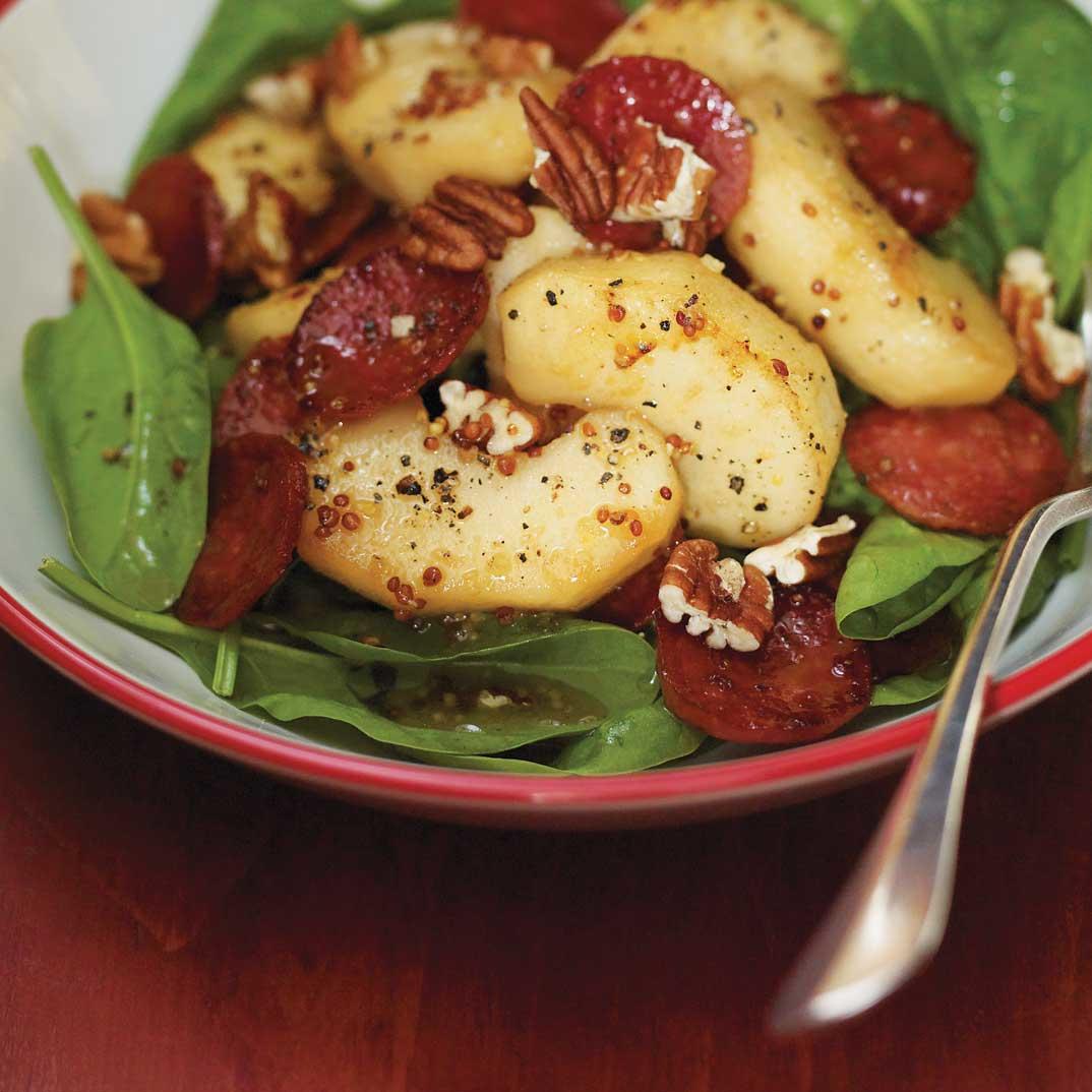 Spinach Salad with Chorizo and Apples