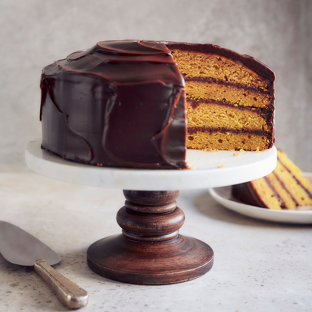 Squash Cake with Dark Chocolate Ganache