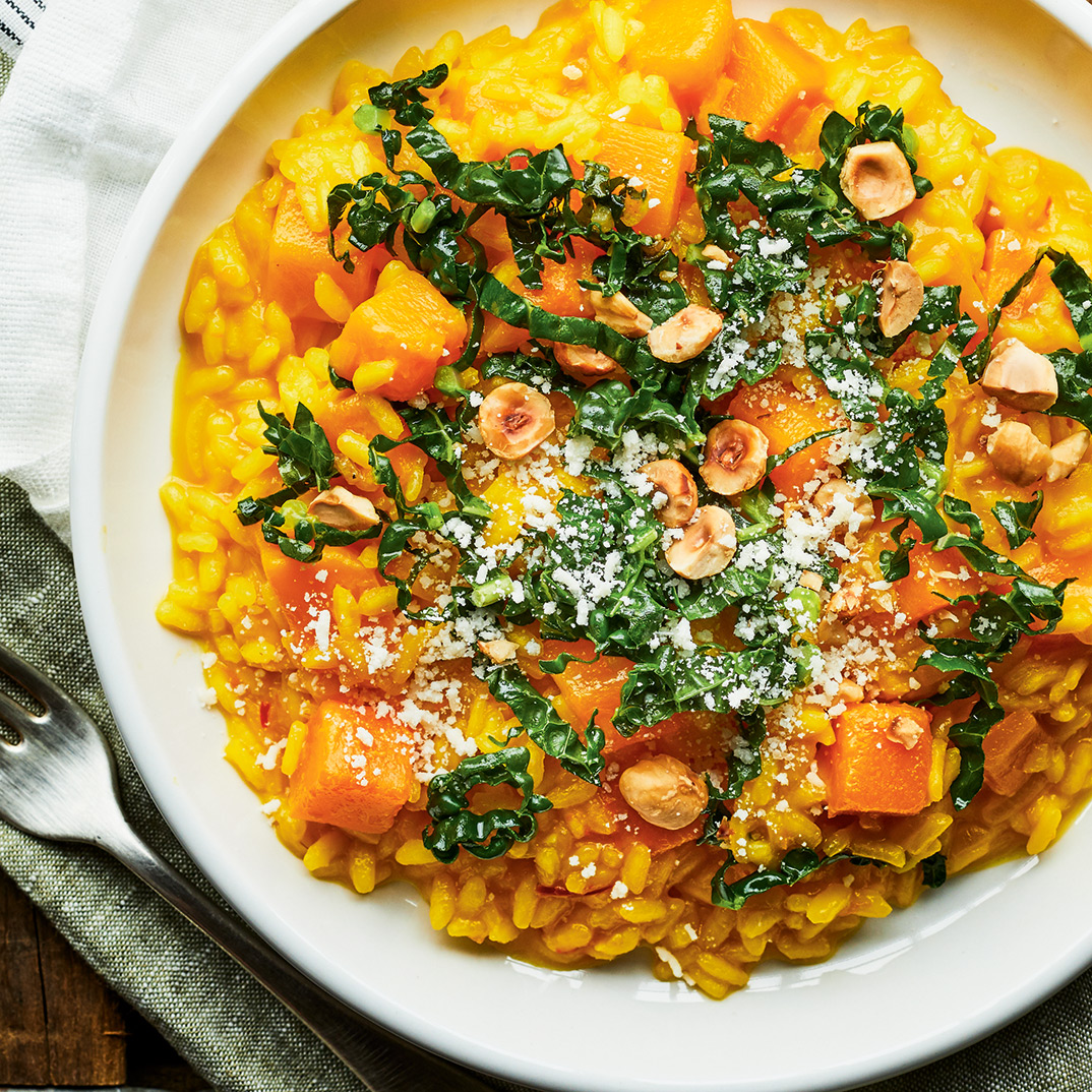 Squash Risotto with Tuscan Kale