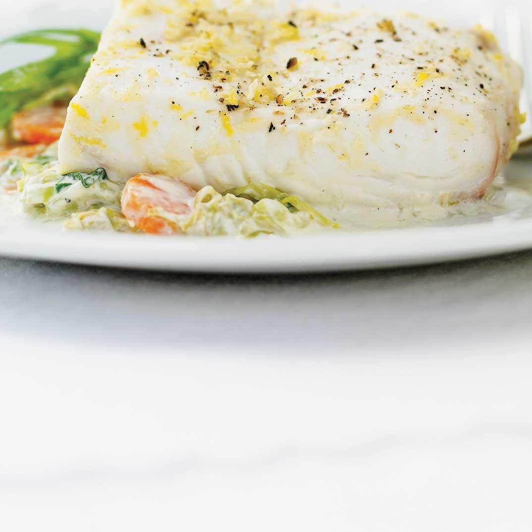 Steamed Halibut with Horseradish and Vodka