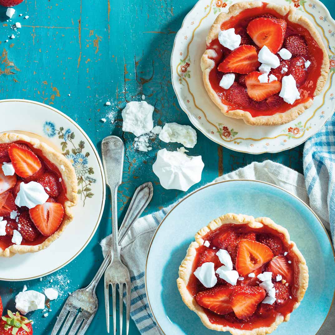 Strawberry Tartlets with Crushed Meringue
