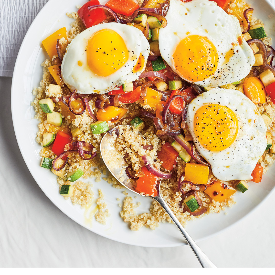 Sunny-Side-Up Eggs with Vegetables and Toasted Sesame