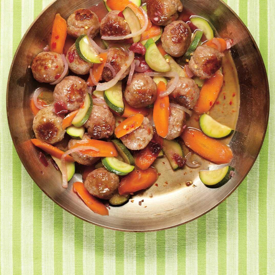 Sweet and Sour Pork Meatballs with Plums