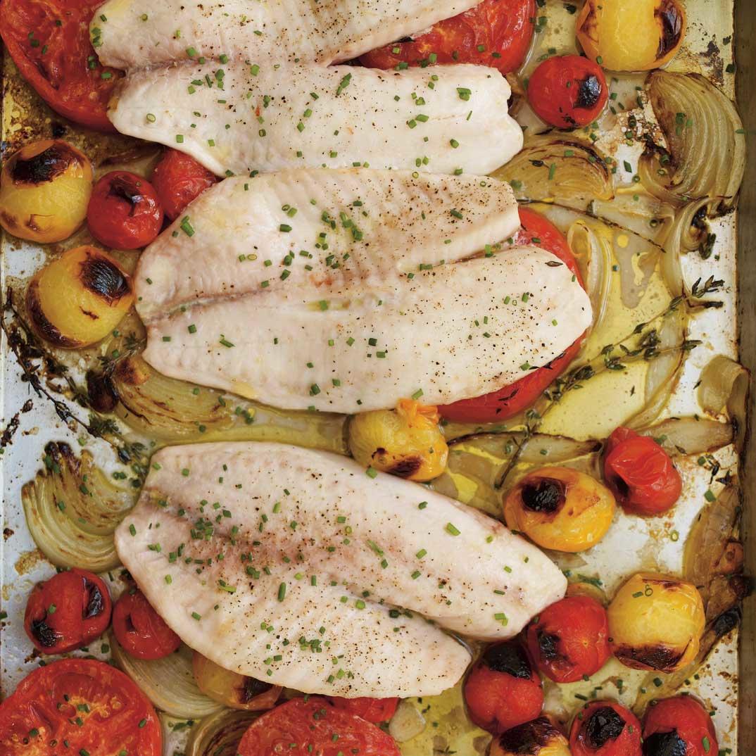Tilapia with Roasted Tomatoes and Onions
