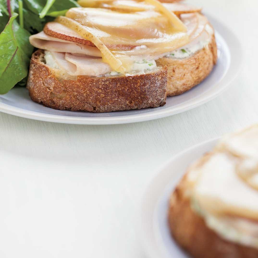 Turkey and Pear Open-Faced Sandwich