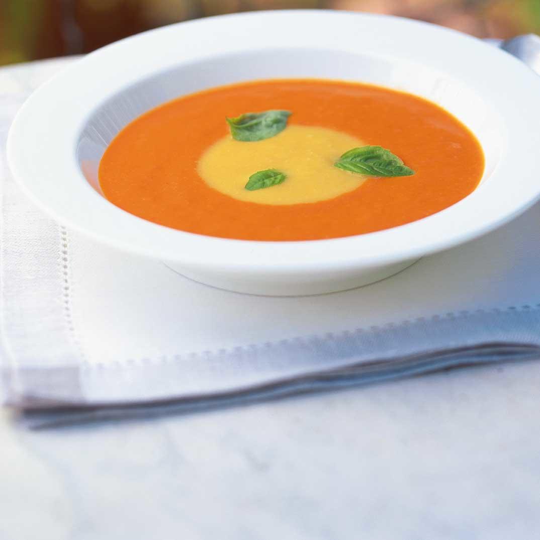 Two-Colour Cream of Roasted Bell Pepper Soup