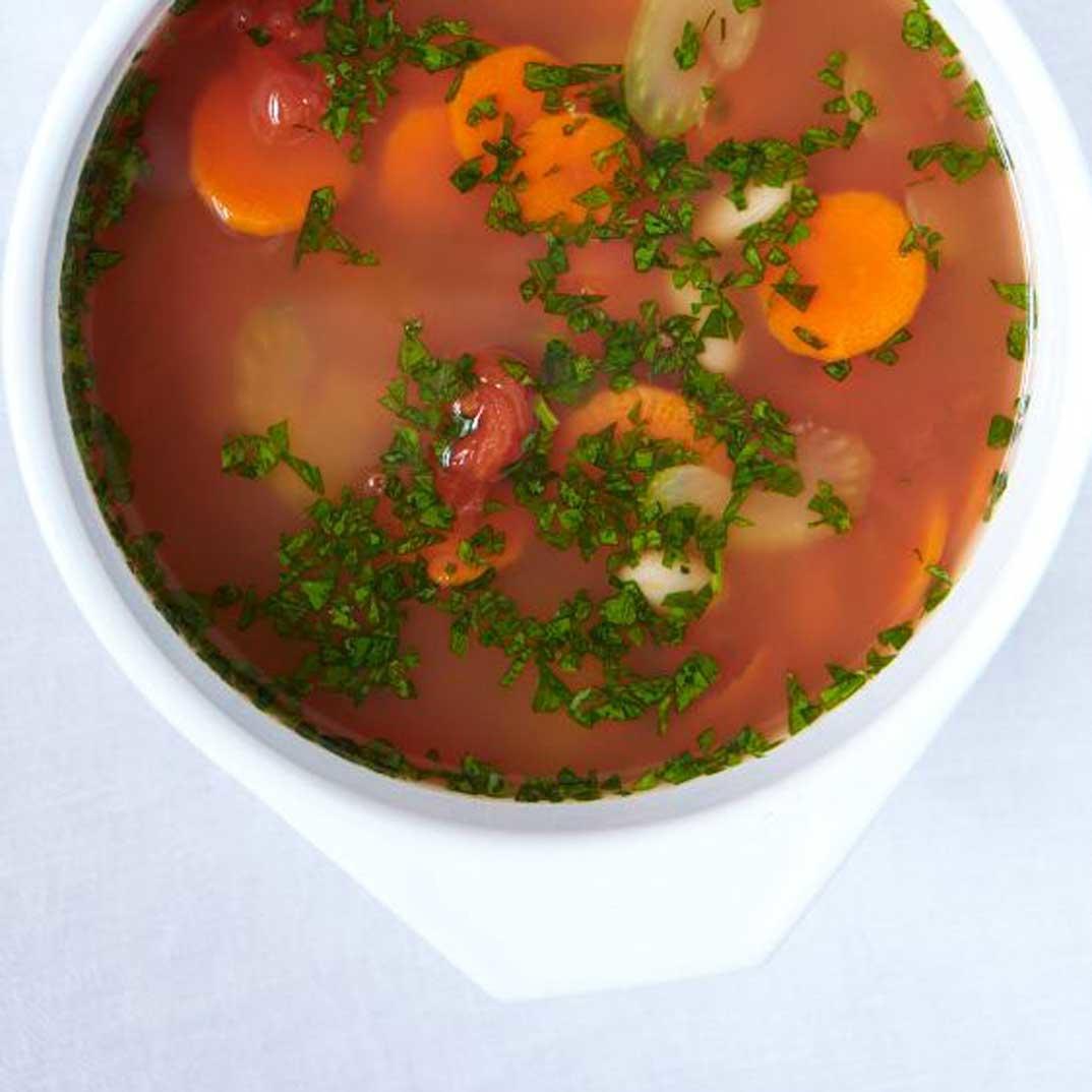 Vegetable Soup in a Fondue Pot