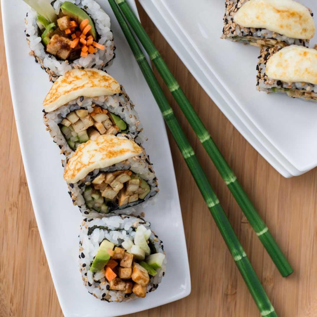 Vegetarian Sushi Rolls with Tofu, Ginger and Grilled Cheese
