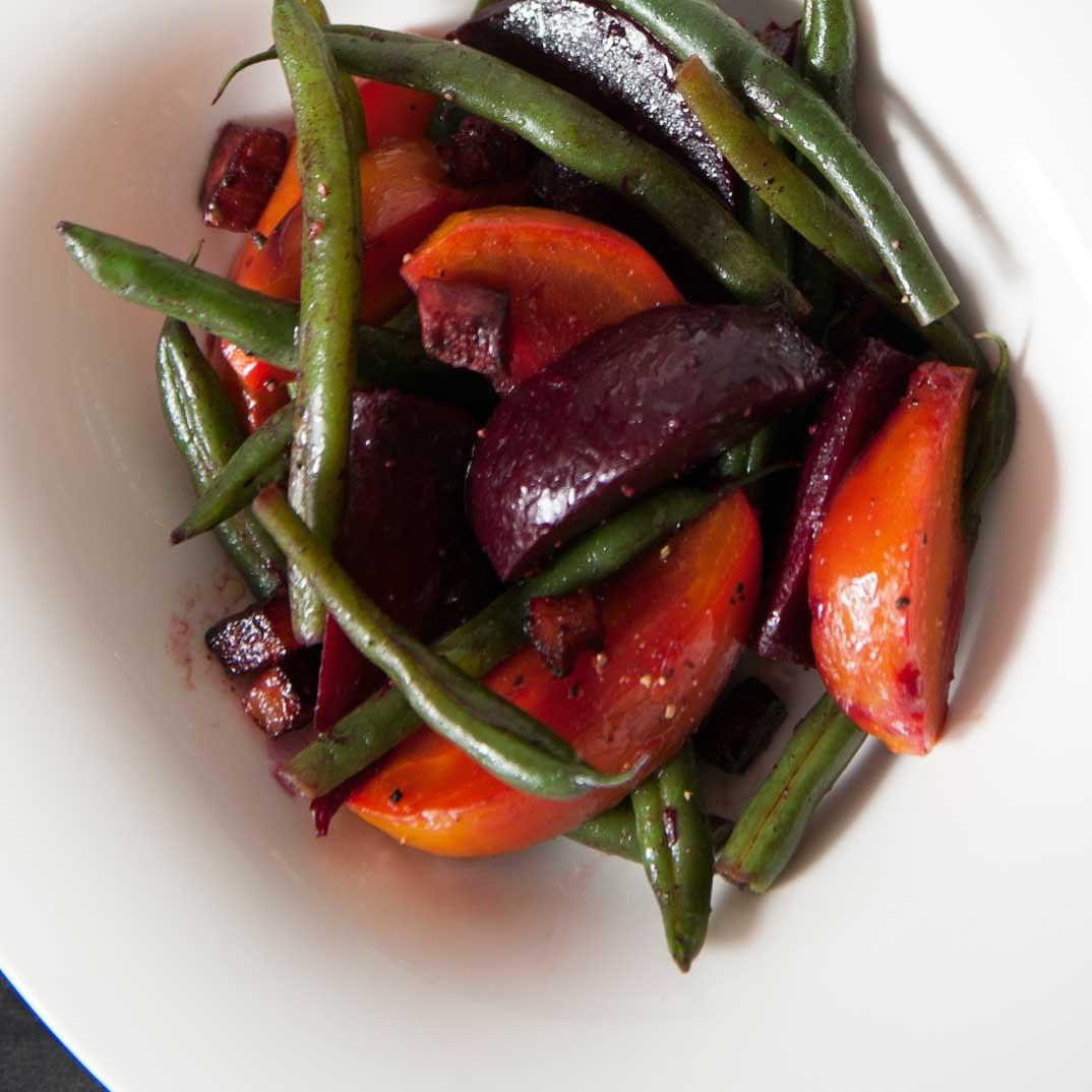 Warm Beet Salad with Bacon and Green Beans