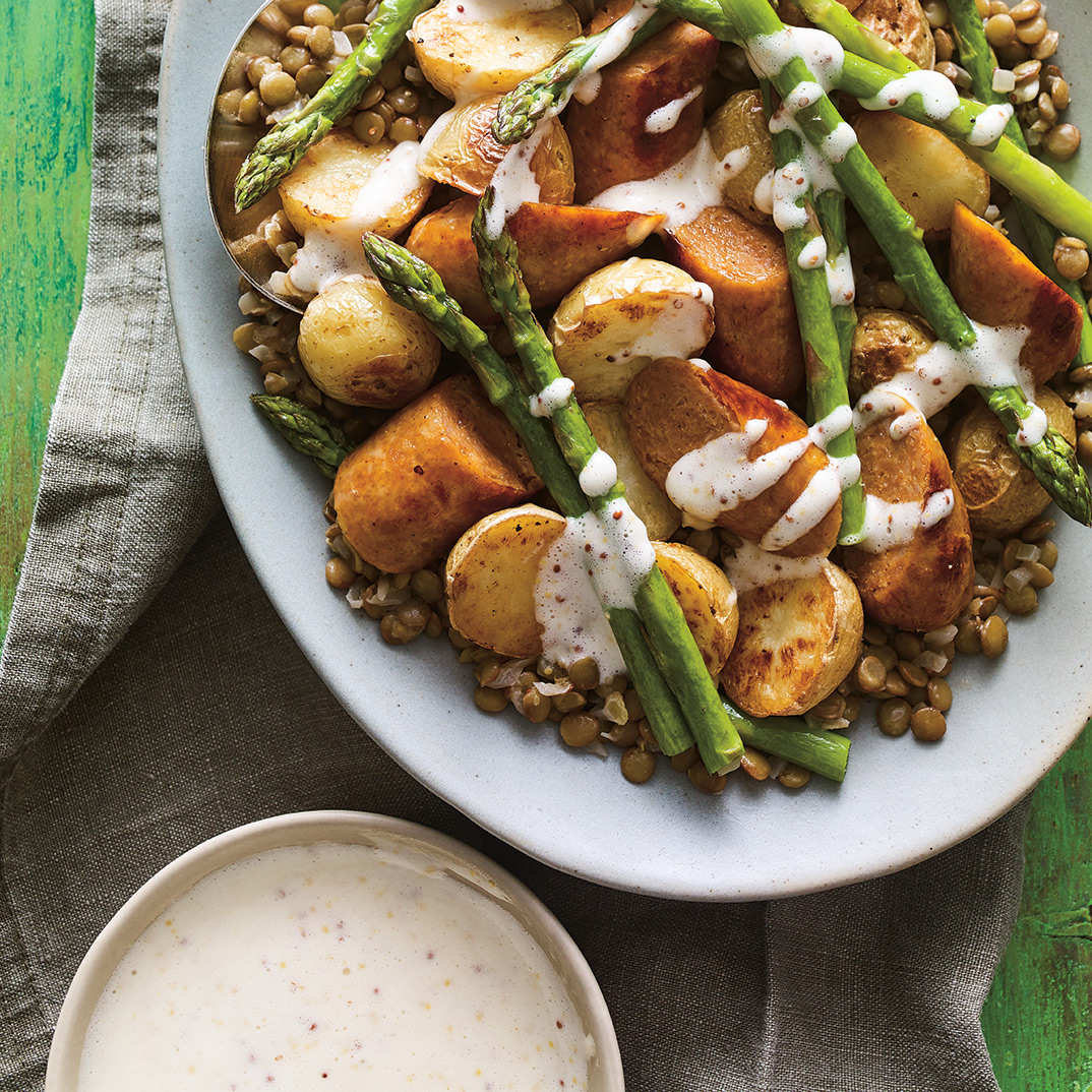 Warm Lentil Salad with Beer and Mustard Dressing