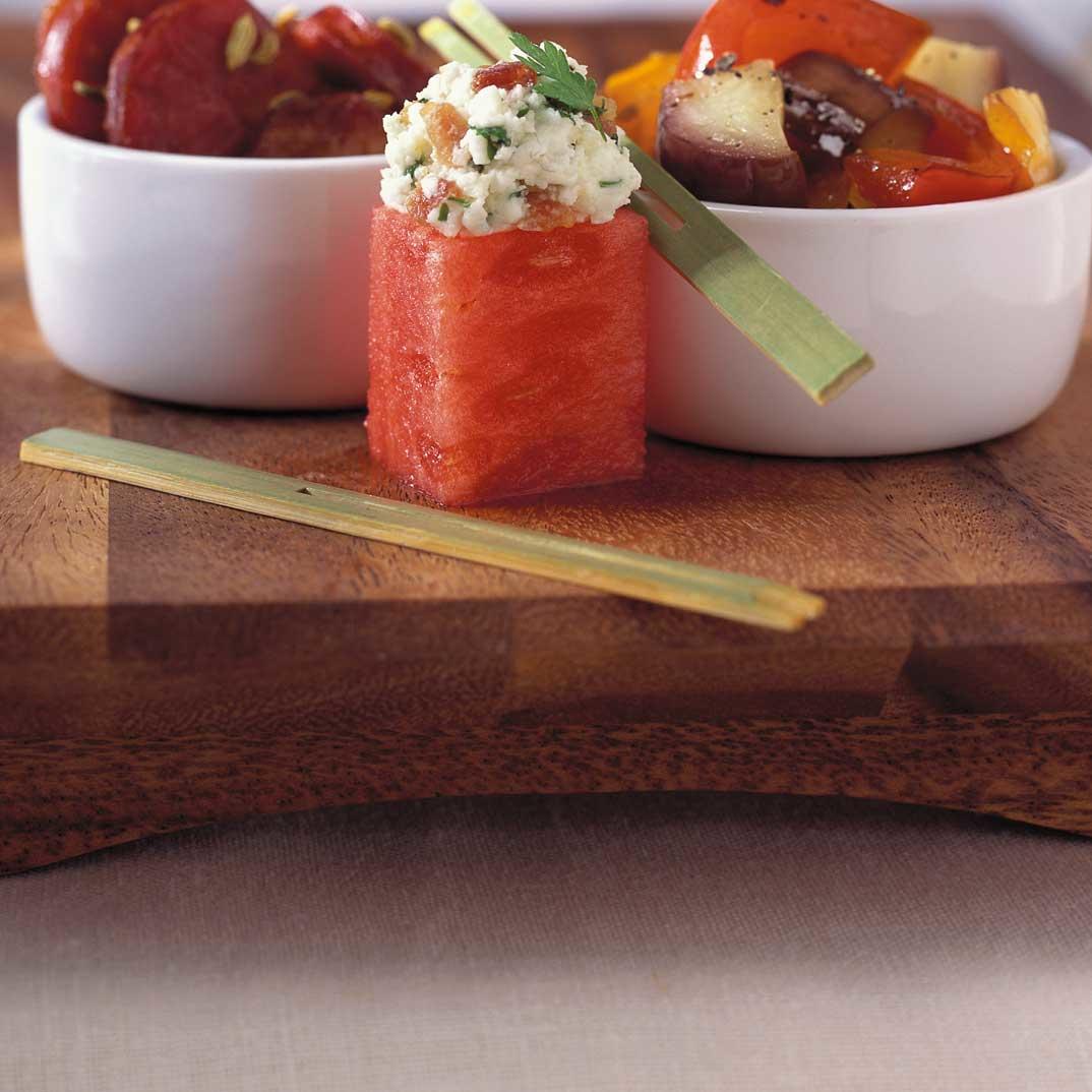 Watermelon with Goat Cheese Bites 