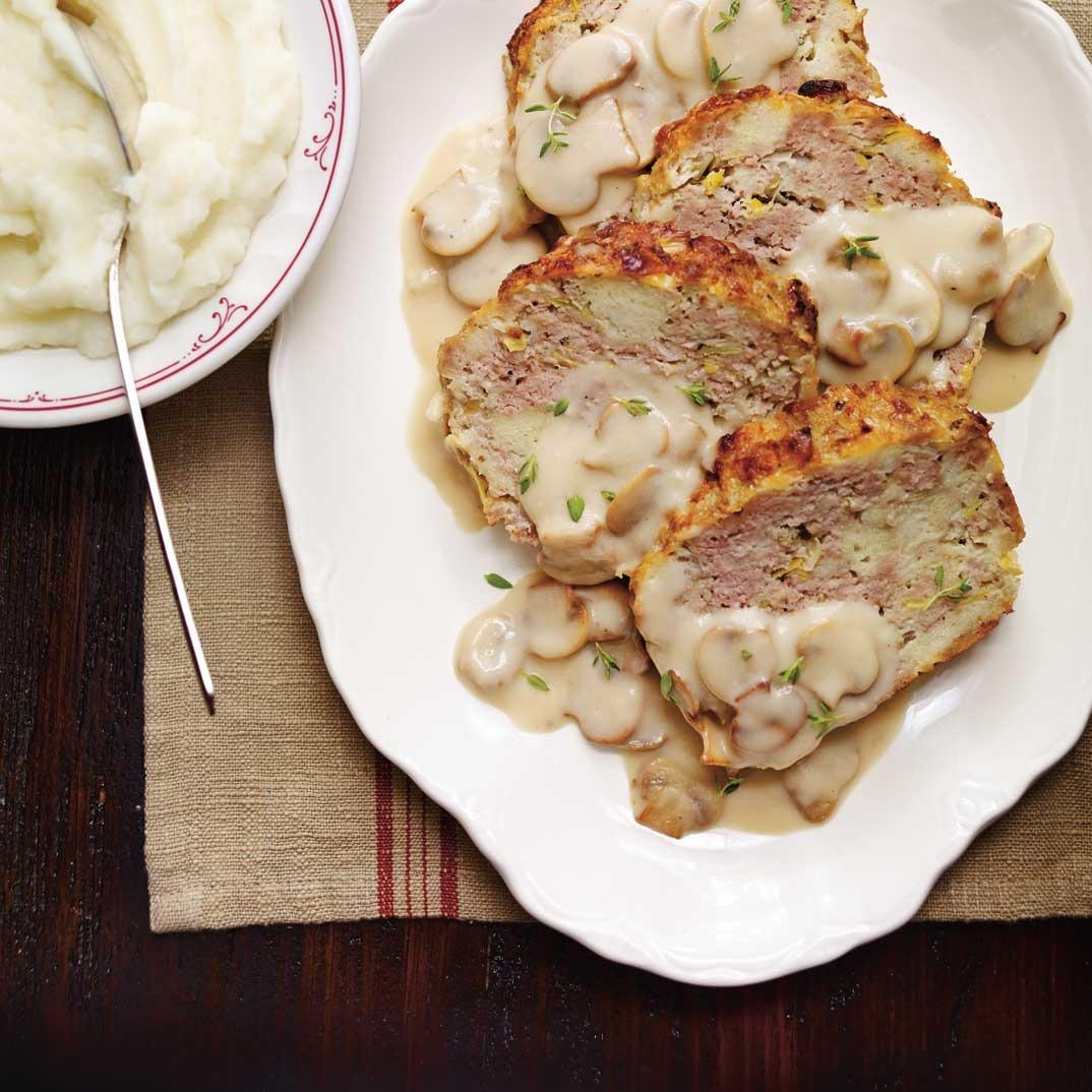 White Meatloaf with Mushroom Sauce